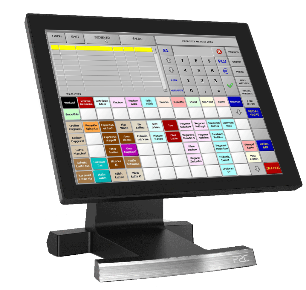 Ein Kassen-Verkaufssystem mit Touchscreen-Display.
